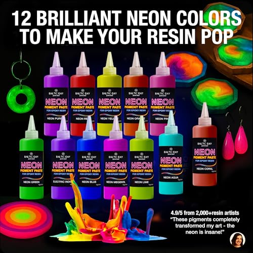 BALTIC DAY Neon Pigment Paste for Epoxy Resin – 12 Ultra-Bright Colors (15g) | Mica Powder Paste Dye – High-Gloss, Easy Mix for UV Resin, Epoxy Art & Deep Pour Projects - Image 5