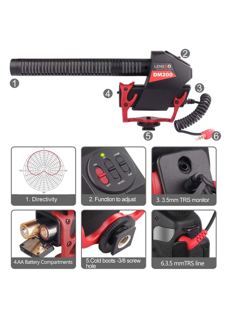 LENSGO - LENSGO Microphone Shotgun Model LYM-Dm200: Versatile shotgun microphone from LENSGO, suitable for capturing clear and focused audio in diverse shooting scenarios. - Image 1