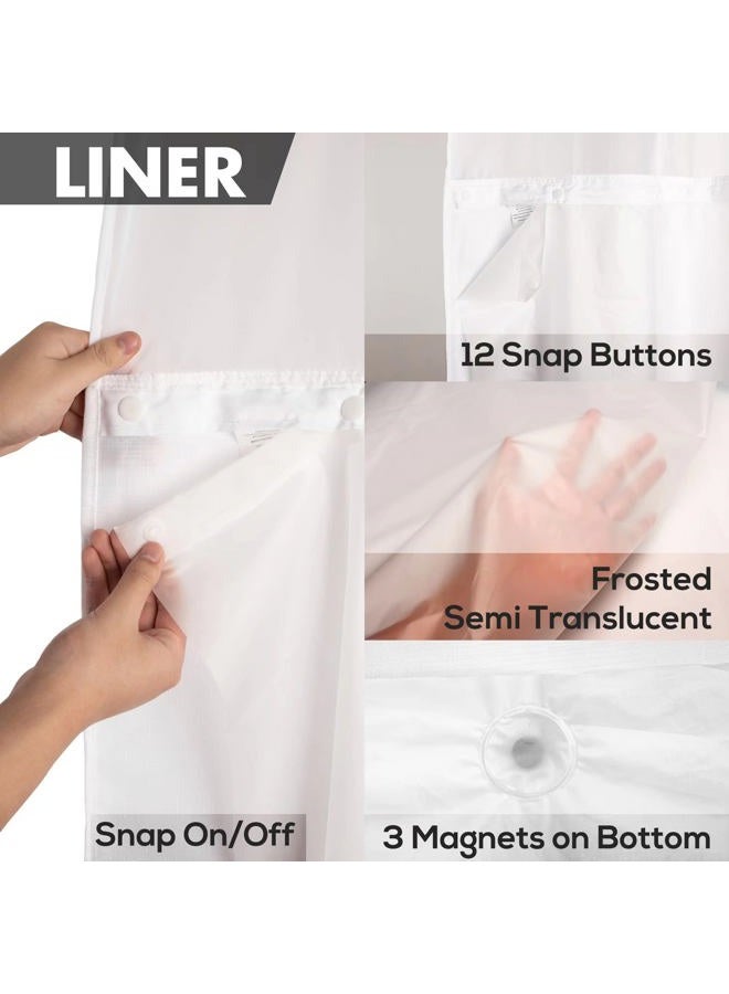 River Dream Waterproof PEVA Snap-in Shower Curtain Liner Replacement: Removable to Attach, Frost, 70x66 - Image 5