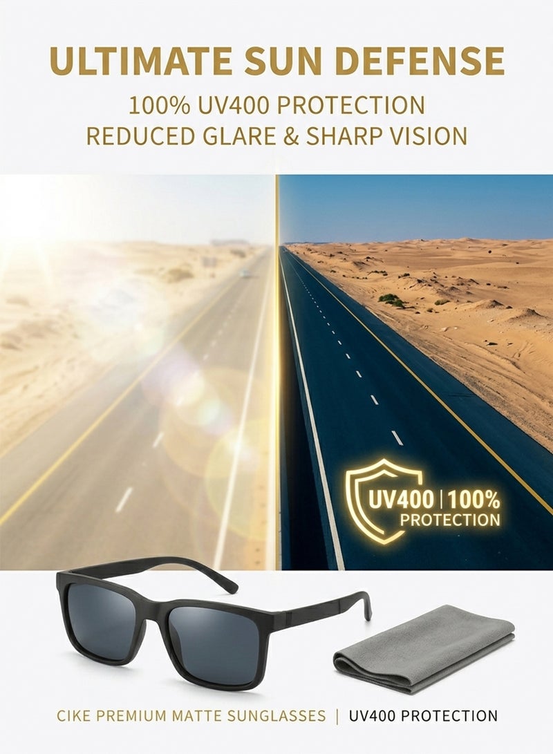 CIKE Premium Frosted Sunglasses – 100% UV400 Protection & Anti-Glare HD Vision Sunglass for Men & Women, Ideal for Driving & Outdoors - Image 4