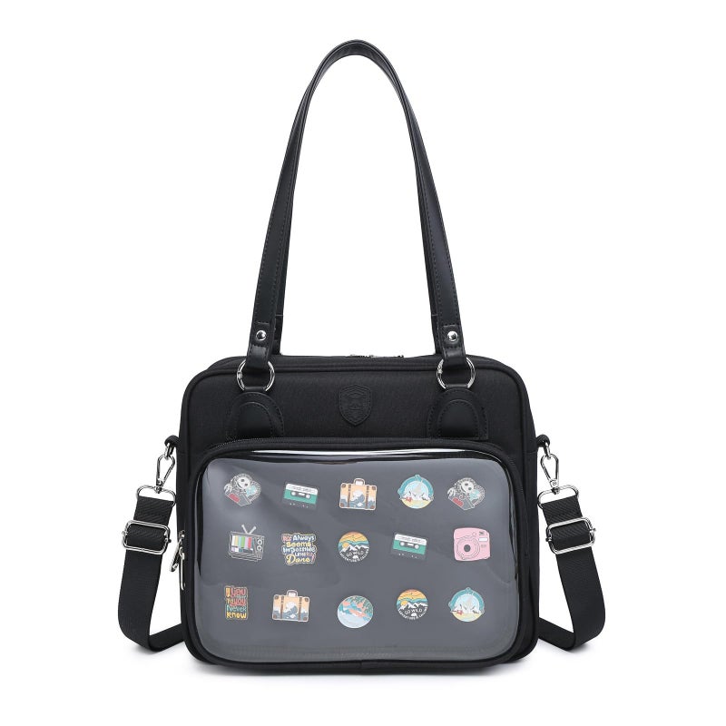 CHERRY SAUCE Oxford Ita Bag Crossbody Shoulder Bag Satchel Messenger Backpack Multi-Purpose Pins Display - Image 1