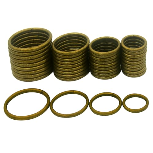 ZoloAJay 40pcs 4 Sizes O Rings Welded Strong Metal Bronze Heavy Duty Round Ring for Pet Collars Accessories Buckle Belts Strap Webbing Sewing - Image 1