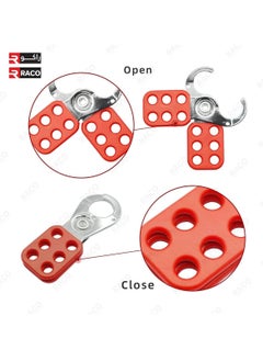 RACO RACO Giffex Lock Out TagOut Hasp 1 inch Jaw Diameter Stainless Steel Lockout Hasp Nylon Handle Tamper Proof and Impact Resistant Loto Hasp with 6 Holes Interlock Red  - Image 4