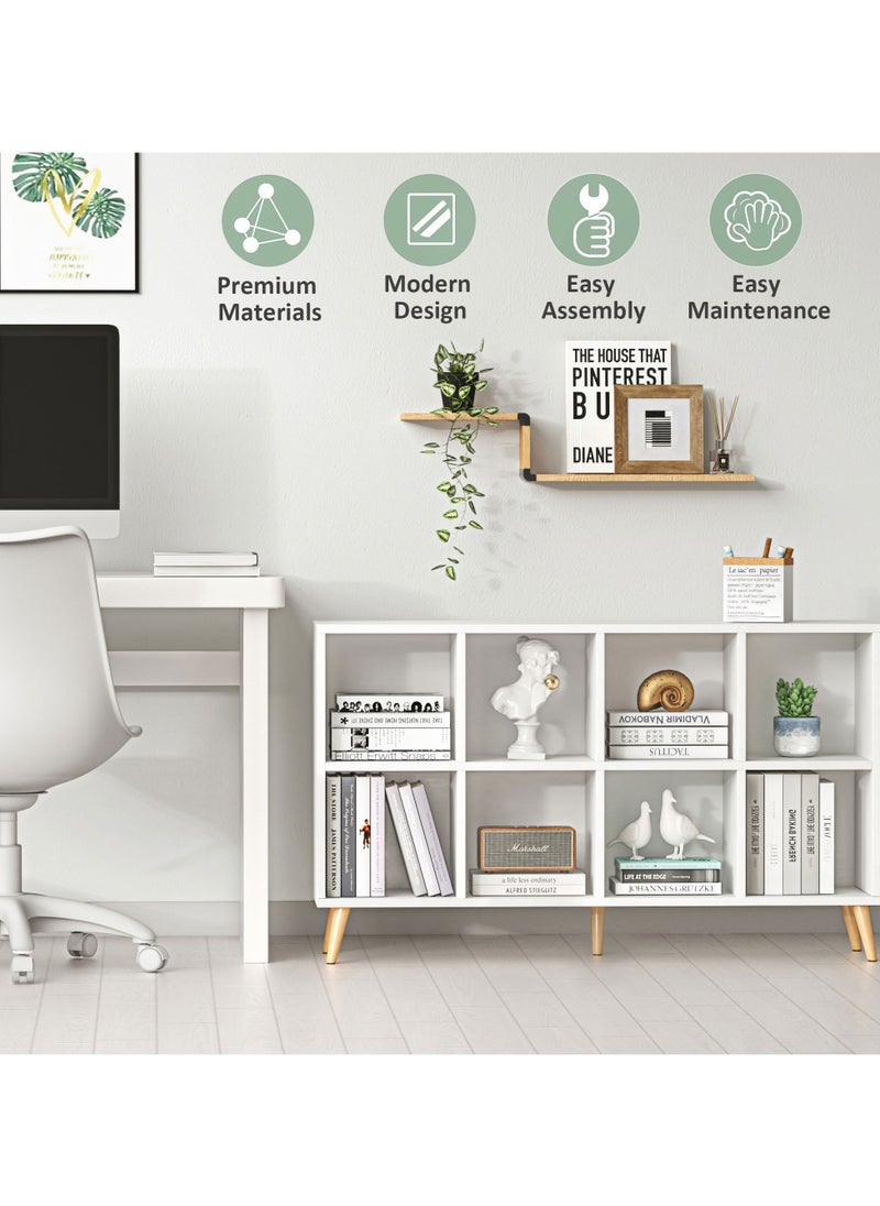 ACPLAY - Open Cube Low Bookcase,2-Tier Freestanding Storage Display Cabinet Organizer with Legs for Home Office, 8-Cubes Open Shelf Short Bookshelf, White - Image 1
