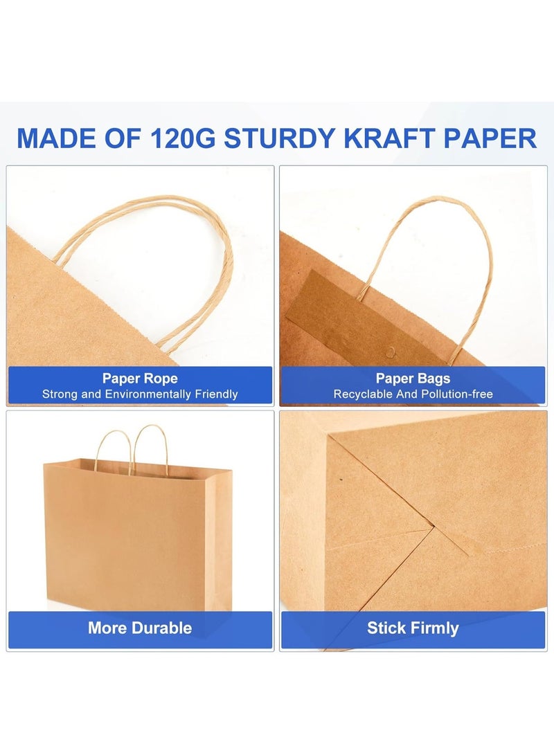 عبوة من 12 كيسًا ورقيًا بنيًا بمقابض مقاس 32 × 27 × 12 سم، أكياس هدايا كرافت كبيرة لحفلات أعياد الميلاد وحفلات الزفاف والتسوق والهدايا - Image 4