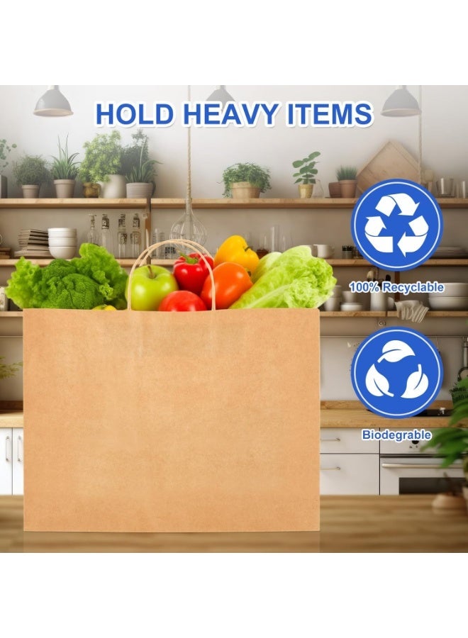 عبوة من 12 كيسًا ورقيًا بنيًا بمقابض مقاس 32 × 27 × 12 سم، أكياس هدايا كرافت كبيرة لحفلات أعياد الميلاد وحفلات الزفاف والتسوق والهدايا - Image 3