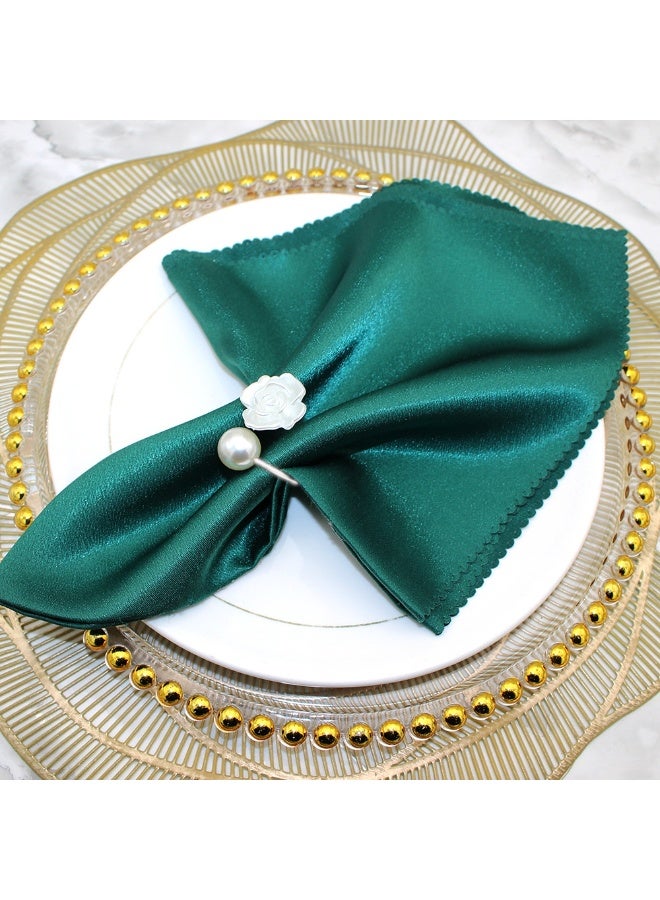 RTYY 10 Pcs Napkin Rings,Imitation Beaded White Napkin Rings,White Rose Pearl Dining Table Napkin Ring Holder,Vintage Paper Towel Rings for Decor Dinner Party,Wedding,Anniversary,Birthday,Table Decor Gift - Image 2