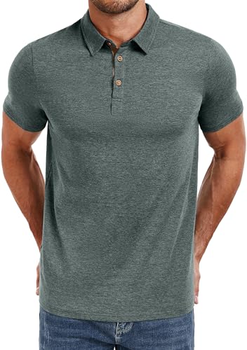 PEGENO Mens Polo Short Sleeve Shirt Designed Collared Polo Shirt Fashion Casual Shirts(VG-Green-US X-Large) - Image 2