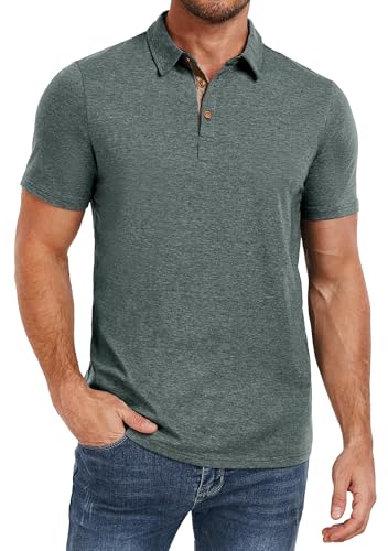 PEGENO Mens Polo Short Sleeve Shirt Designed Collared Polo Shirt Fashion Casual Shirts(VG-Green-US X-Large) - Image 1