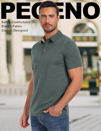 PEGENO Mens Polo Short Sleeve Shirt Designed Collared Polo Shirt Fashion Casual Shirts(VG-Green-US X-Large) - Image 5