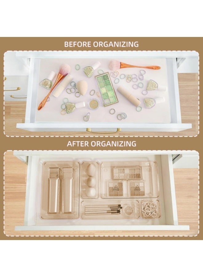 Set of 9 clear plastic drawer organizers, multi-size, organize drawers in bathroom, makeup, jewelry, kitchen and office. - Image 3