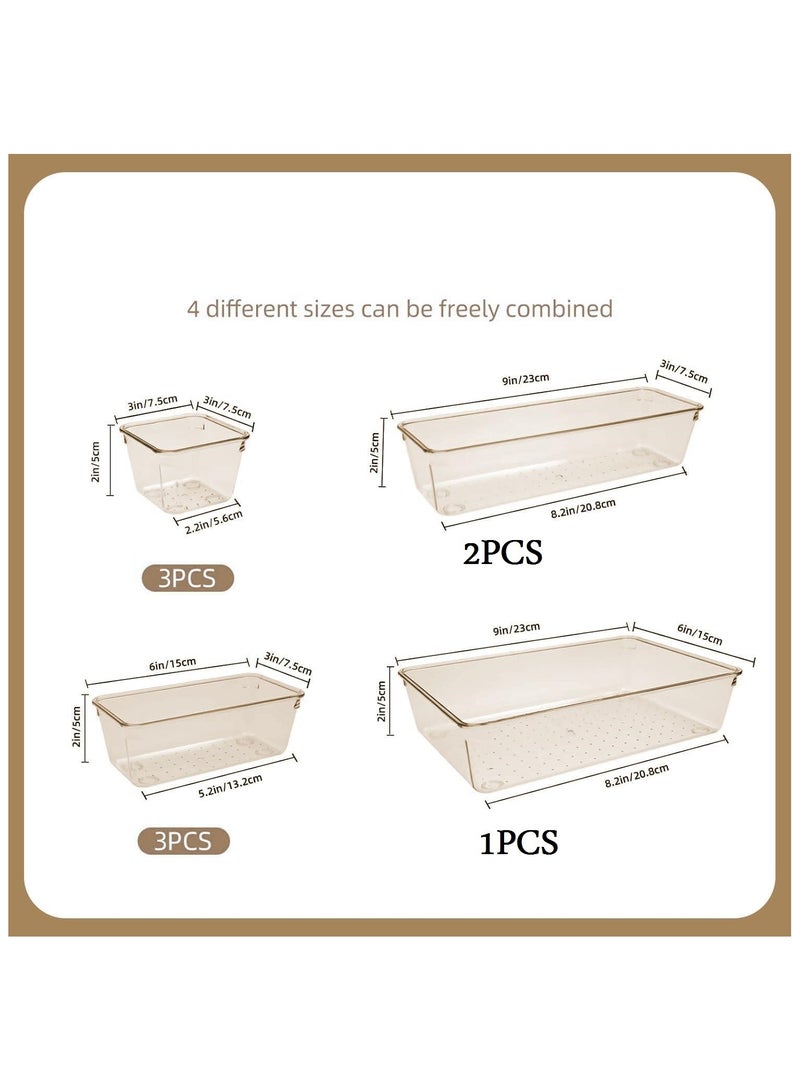 Set of 9 clear plastic drawer organizers, multi-size, organize drawers in bathroom, makeup, jewelry, kitchen and office. - Image 2