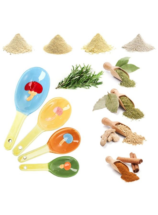 Coloch 5 Pcs Ceramic Measuring Spoons with Base, Mushroom Shape Baking Measuring Spoons and Cup Decorative Cute Cooking Spoons Set for Dry and Wet Ingredients, 1/4, 1/2, 1 tsp, 1 Tbsp - Image 5