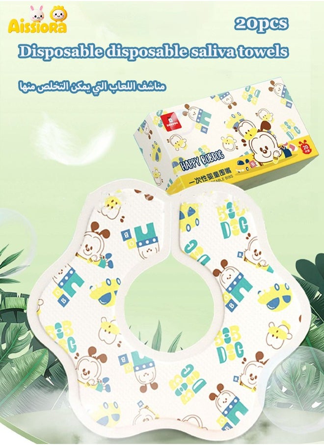 Aissiora Pack Of 20 360° Rotate Organic Cotton Baby Bibs, Disposable saliva wipes, Newborn Bibs For Teething And Drooling,Unisex Baby Bibs For Toddler, Adjustable With Snaps, Super Soft & Absorbent Baby Bibs For Boys And Girls  - Image 1