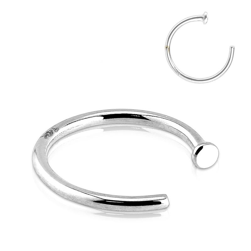 Forbidden Body Jewelry 14K White Gold Nose Ring, 20g, Solid 8mm Hoop, Non-Irritating Skin Safe Real Gold, Women and Men - Image 1