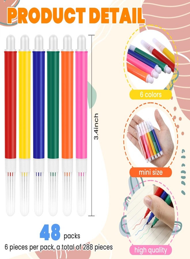 Watersay 288 Pcs Mini Colored Pen 3.4 Inch Vibrant Colors Portable Short Colored Markers Assorted Colors Watercolor Marker Pen for Kids and Adult Glass Office School Supplies - Image 2