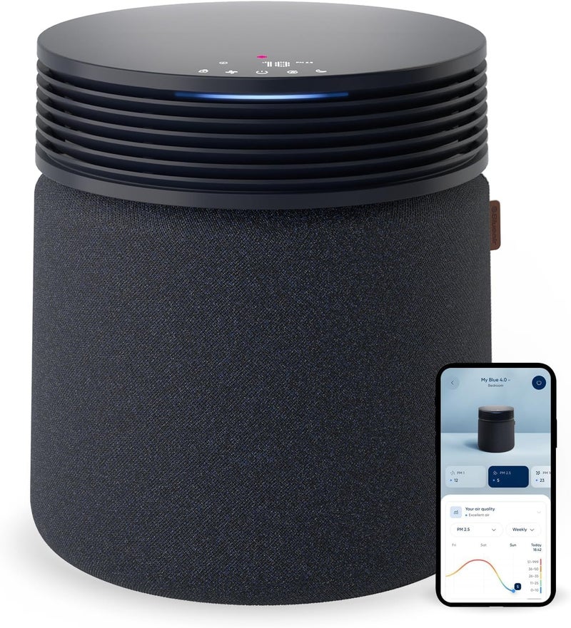 Blueair منقي الهواء Blueair Signature Blue 4.0 | للغرف الكبيرة جدًا، ينظف 314م² في ساعة واحدة، نظام ترشيح 7 مراحل، إزالة الروائح 10x، HEPASilent للفيروسات، الحيوانات الأليفة، الغبار، الدخان، واي فاي ذكي – أزرق داكن. - Image 1