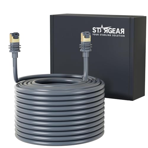 STARGEAR كابل ستارلينك من ستار جير الجيل 3 بطول 30م/100قدم، كابل ستارلينك الجيل 3 لكابل ستارلينك القياسي 4/4X/V3/REV 4/MINI، كابل إيثرنت بديل لستارلينك لمجموعة الإنترنت الفضائي مقاوم للماء للاستخدام الخارجي - Image 1