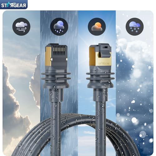 STARGEAR كابل ستارلينك من ستار جير الجيل 3 بطول 30م/100قدم، كابل ستارلينك الجيل 3 لكابل ستارلينك القياسي 4/4X/V3/REV 4/MINI، كابل إيثرنت بديل لستارلينك لمجموعة الإنترنت الفضائي مقاوم للماء للاستخدام الخارجي - Image 4