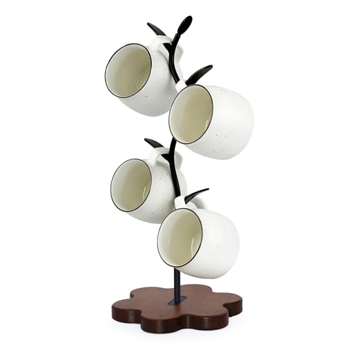 Bellglee Mug Tree for Coffee Cups Rustic Mug Holder Stand with 4 Hooks Countertop Cup Rack for Coffee Bar Kitchen Organization - Image 1