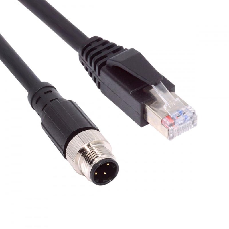 CY M12 TypeD DCoded 4Pin Male to RJ45 Cat5e Male Cable LAN Ethernet Network Industrial Applications IP67 Patch Cord 100cm - Image 2