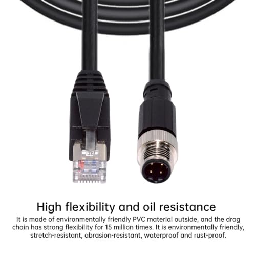 CY M12 TypeD DCoded 4Pin Male to RJ45 Cat5e Male Cable LAN Ethernet Network Industrial Applications IP67 Patch Cord 100cm - Image 3