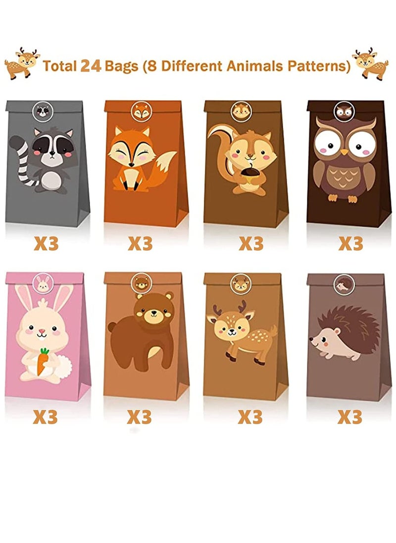 Soofam 24 Piece Animal Goodie Bags,24 Pack Animal Gift Bags for Kids,Paper Bags with Stickers for Candy Bags Kraft Paper Gift Bags for Birthday  Safari Animals Jungle Zoo Theme Party Bags (24 Pack Animal)  - Image 4