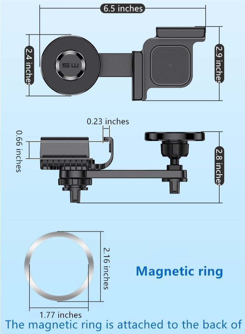 spa luxetique Magnetic Phone Mount Compatible with Tesla 3/Y Accessories Fits for All iPhone & Android Phones - with Magnetic Ring  - Image 5