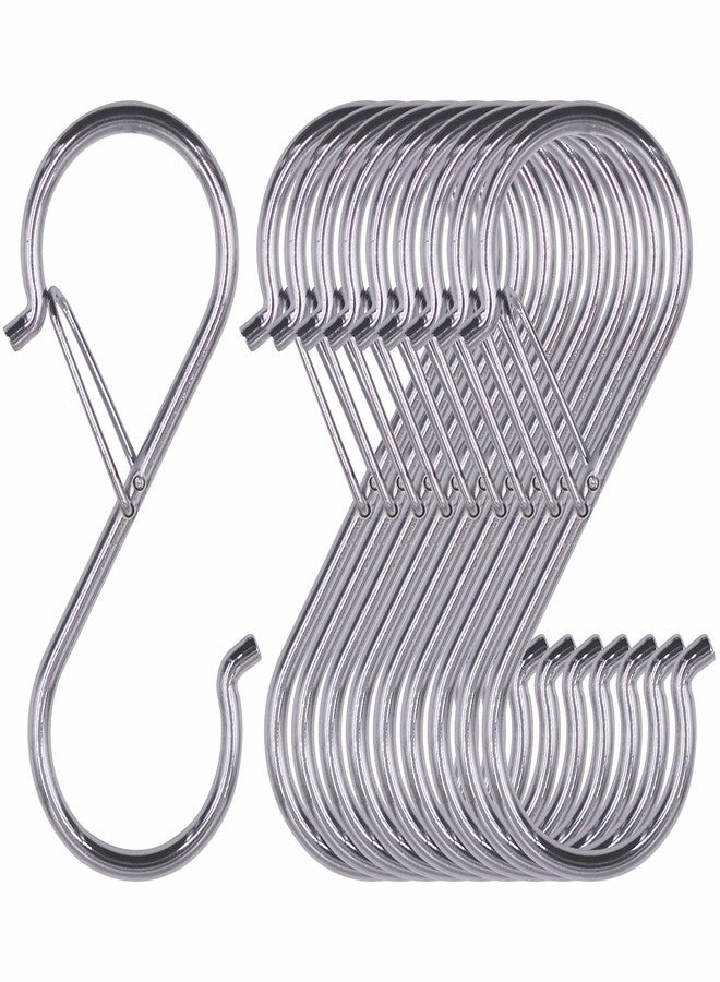 Vantasii 10 Pack S Hooks for Hanging, Rustproof S-Shaped Hook with Safety Buckle Heavy Duty Metal S Hanging Hook for Clothes, Pots, Pans, Kitchen Utensil, Cubicle, Closet Rob, Bags(3.5 inch, Silvery) - Image 1