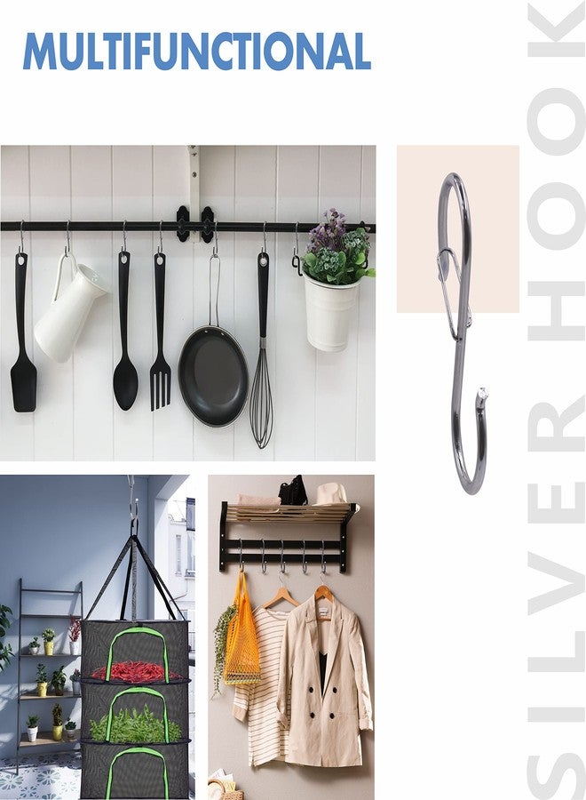 Vantasii 10 Pack S Hooks for Hanging, Rustproof S-Shaped Hook with Safety Buckle Heavy Duty Metal S Hanging Hook for Clothes, Pots, Pans, Kitchen Utensil, Cubicle, Closet Rob, Bags(3.5 inch, Silvery) - Image 5