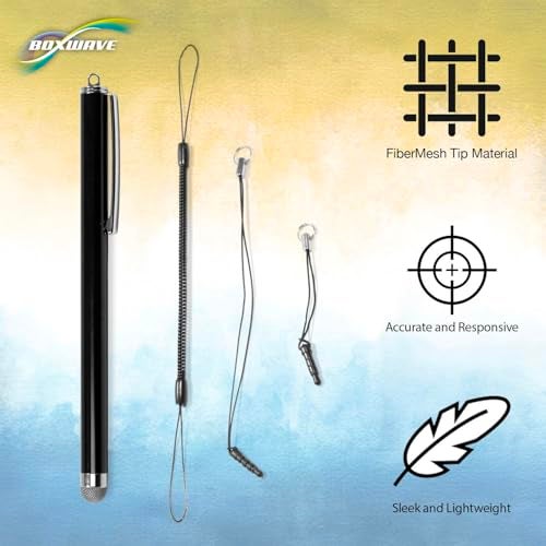 BoxWave Dell Inspiron 14 5000 2-in-1 (14 in) Stylus Pen, BoxWave� [EverTouch Capacitive Stylus] Fiber Tip Capacitive Stylus Pen for Dell Inspiron 14 5000 2-in-1 (14 in) - Jet Black - Image 3