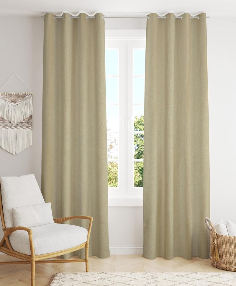 FRESH FROM LOOM opaque Jute Curtains for Door 7 Feet LongMedium Window CurtainYarn Weaved PardaModern Parde for Living Room BedroomScreens with Eyelet RingHypoallergenic Cream 2Pc - Image 1