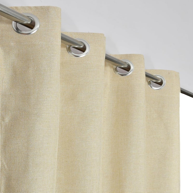 FRESH FROM LOOM opaque Jute Curtains for Door 7 Feet LongMedium Window CurtainYarn Weaved PardaModern Parde for Living Room BedroomScreens with Eyelet RingHypoallergenic Cream 2Pc - Image 2