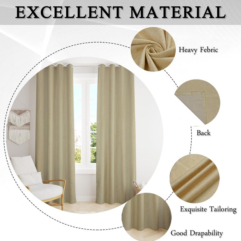 FRESH FROM LOOM opaque Jute Curtains for Door 7 Feet LongMedium Window CurtainYarn Weaved PardaModern Parde for Living Room BedroomScreens with Eyelet RingHypoallergenic Cream 2Pc - Image 3