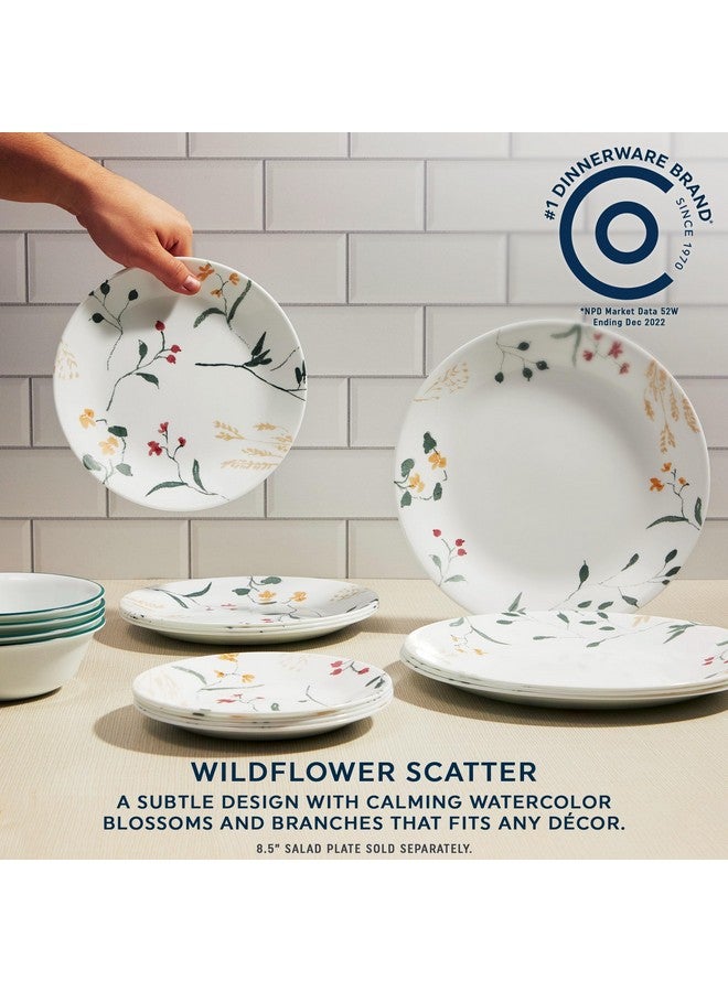 Corelle Vitrelle 18 Piece Glass Dinnerware Sets Service for 6, Triple Layer Chip & Crack Resistant Glass Plate and Bowl Sets, Wildflower - Image 3