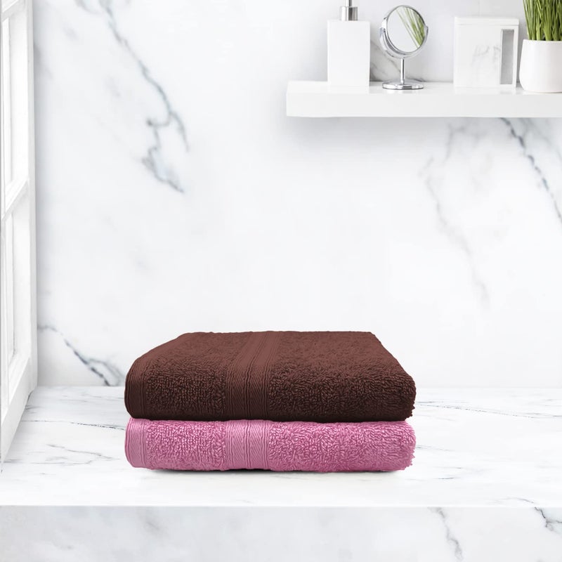 Sassoon Anatolia 2 Piece 100% Cotton Hand Towel Set in 500 GSM (40cmX60cm) - Pink-Cocoa (Soft, Absorbent & Quick Dry Towel for Gym, Home, Kitchen, Pool, Travel, Spa and Yoga) - Image 1