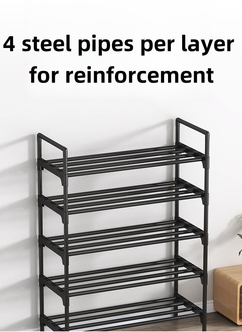 5 Tier Shoe Rack and Organiser, Sturdy Metal Shoe Organizer Space Saver for Entryway, Easy to Assemble Compact Shoes Rack with Large Capacity, Free Standing Shoe Storage Cabinet 80x26x91 cm