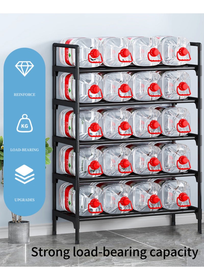 5 Tier Shoe Rack and Organiser, Sturdy Metal Shoe Organizer Space Saver for Entryway, Easy to Assemble Compact Shoes Rack with Large Capacity, Free Standing Shoe Storage Cabinet 80x26x91 cm