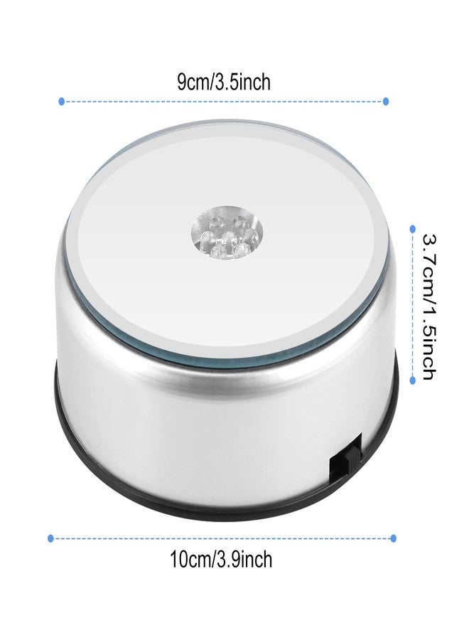 إستنك قاعدة حامل إضاءة Estink 7 LED، قاعدة عرض كريستالية دوارة بإضاءة ملونة، حامل دائري للعرض مع محول تيار متردد أمريكي للكريستالات والتحف الزجاجية، فضي - Image 5