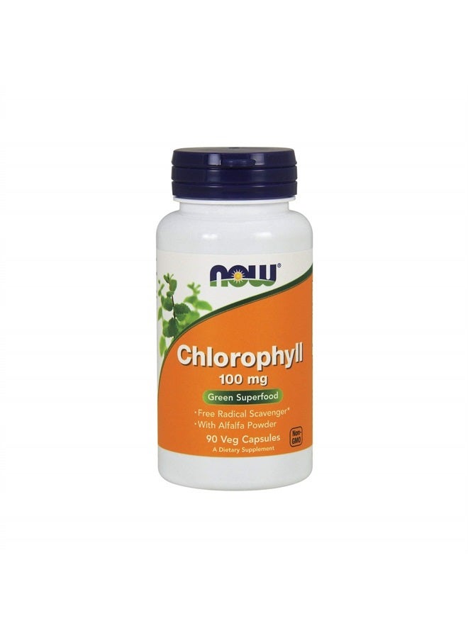 now Supplements, Chlorophyll 100 mg with Alfalfa Powder, Green Superfood, 90 Veg Capsules - Image 1