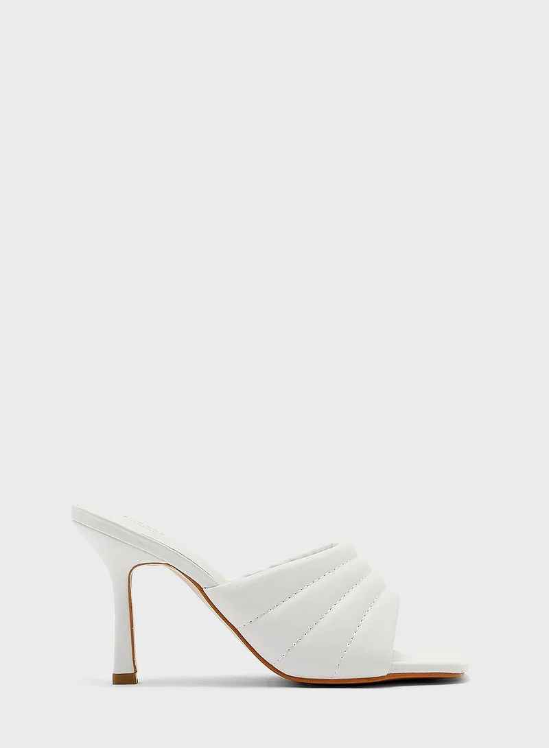 ELLA Stitch Detail Puffy Mule Sandals