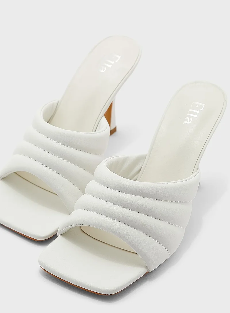 ELLA Stitch Detail Puffy Mule Sandals