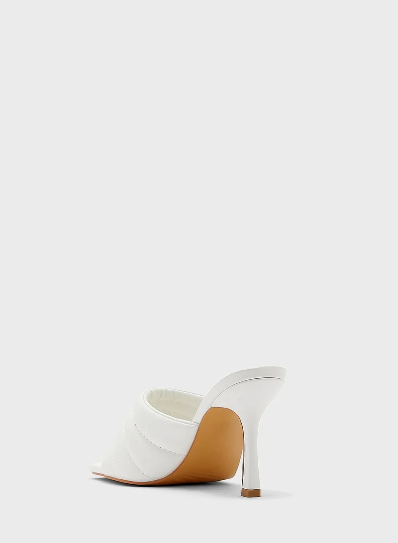 ELLA Stitch Detail Puffy Mule Sandals