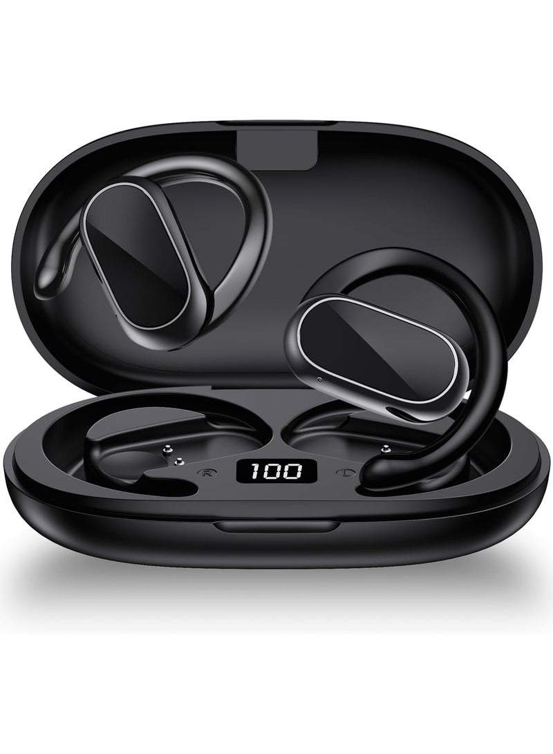 lekikpo Open Ear Headphones,360-Degree Panoramic Sound, DT4.0 Without Sound Loss,Air Conduction, 48H Range,LED Display,IPX7 Waterproof, Wireless Earbuds for Meeting, Driving,Traveling-Black  - Image 1