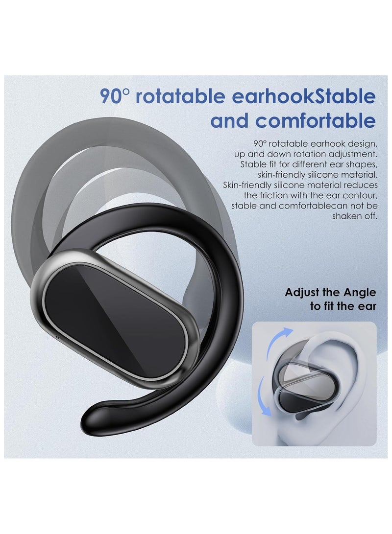 lekikpo Open Ear Headphones,360-Degree Panoramic Sound, DT4.0 Without Sound Loss,Air Conduction, 48H Range,LED Display,IPX7 Waterproof, Wireless Earbuds for Meeting, Driving,Traveling-Black  - Image 5
