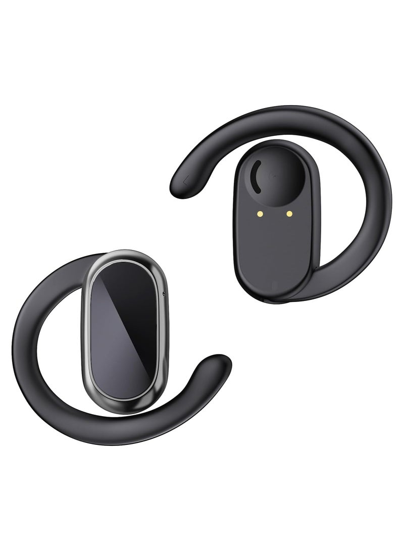 lekikpo Open Ear Headphones,360-Degree Panoramic Sound, DT4.0 Without Sound Loss,Air Conduction, 48H Range,LED Display,IPX7 Waterproof, Wireless Earbuds for Meeting, Driving,Traveling-Black  - Image 2