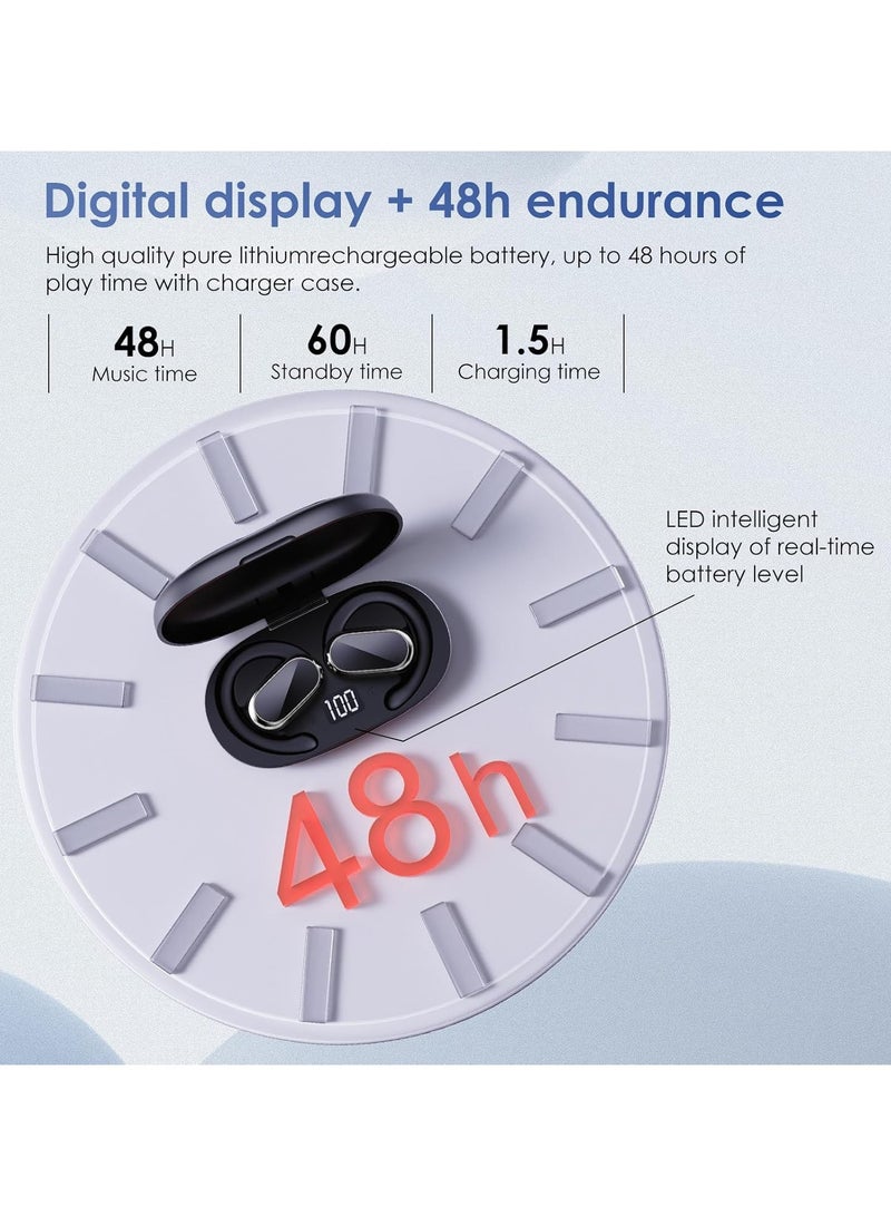 lekikpo Open Ear Headphones,360-Degree Panoramic Sound, DT4.0 Without Sound Loss,Air Conduction, 48H Range,LED Display,IPX7 Waterproof, Wireless Earbuds for Meeting, Driving,Traveling-Black  - Image 4
