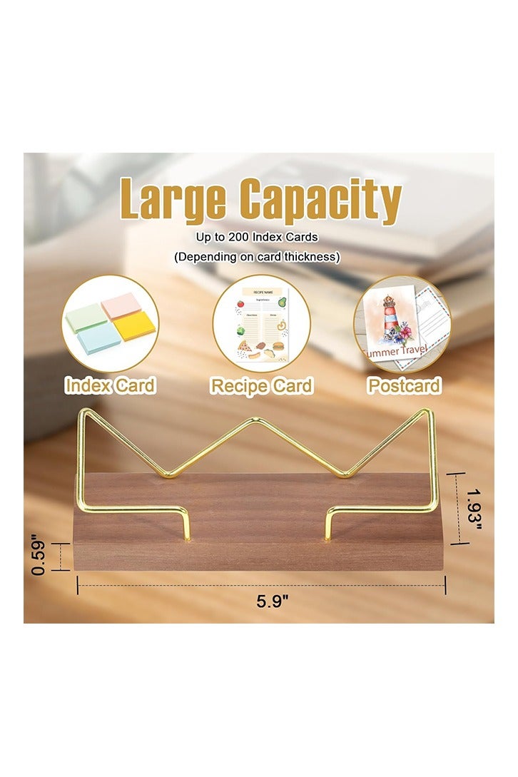 3x5 Index Card Stand Metal Business Card Holder Gold Wood Desktop Display Stand - Image 2