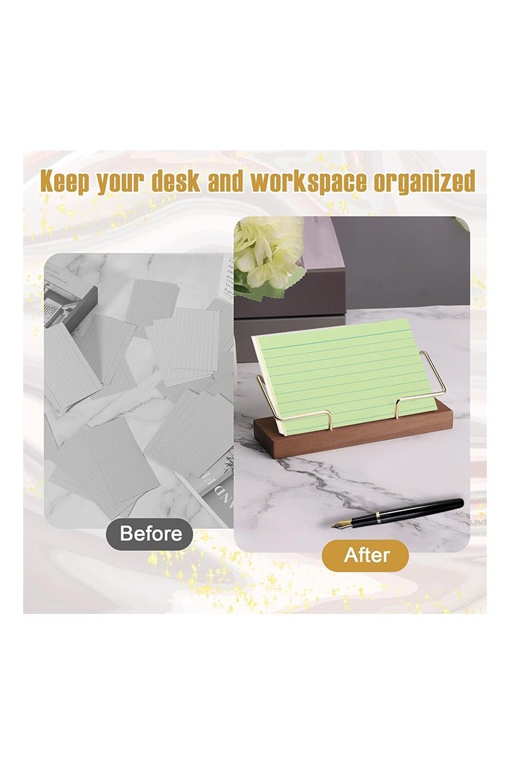 3x5 Index Card Stand Metal Business Card Holder Gold Wood Desktop Display Stand - Image 3