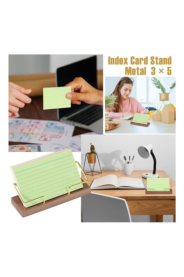 3x5 Index Card Stand Metal Business Card Holder Gold Wood Desktop Display Stand - Image 5